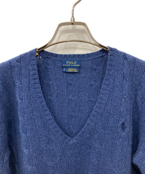 POLO RALPH LAUREN（ポロ・ラルフローレン）POLO RALPH LAUREN (ポロ・ラルフローレン) カシミヤブレンドケーブルニット ブルー サイズ:Sの古着・服飾アイテム