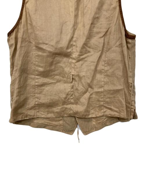 kiminori morishita（キミノリ モリシタ）KIMINORI MORISHITA (キミノリ モリシタ) レザー切替ベスト ベージュ×ブラウン サイズ:表記なしの古着・服飾アイテム