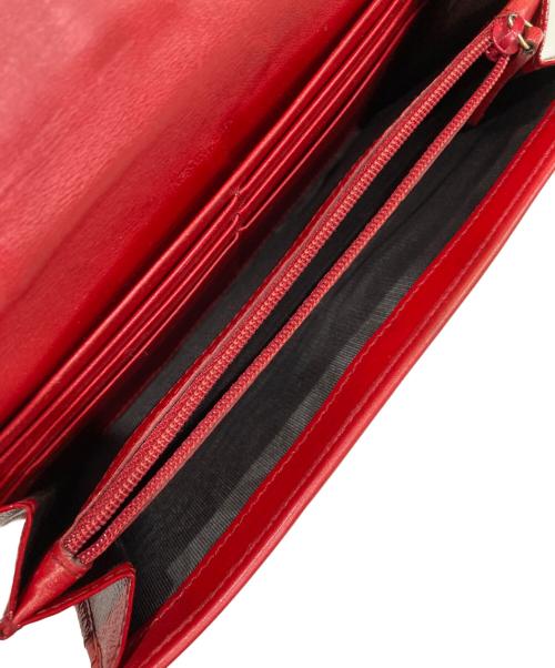 Yves Saint Laurent（イヴサンローラン）Yves Saint Laurent (イヴサンローラン) ロゴステッチ長財布 レッドの古着・服飾アイテム