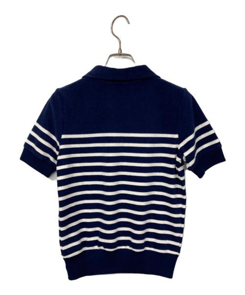 POLO RALPH LAUREN（ポロ・ラルフローレン）POLO RALPH LAUREN (ポロ・ラルフローレン) パイル地スキッパーポロシャツ ネイビー×ホワイト サイズ:XSの古着・服飾アイテム