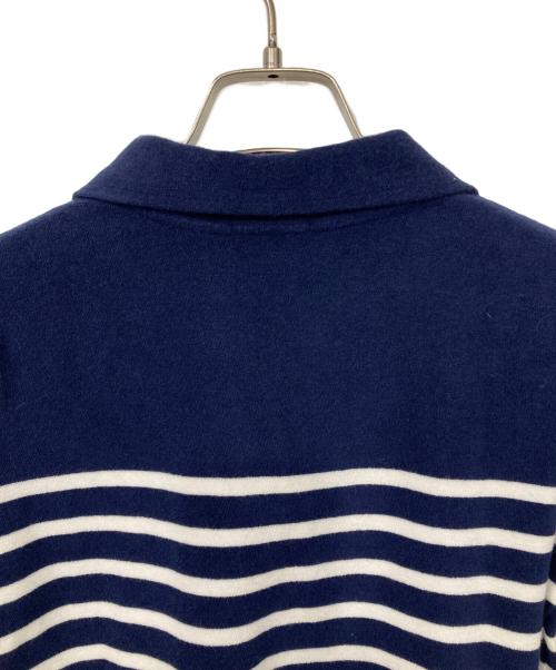 POLO RALPH LAUREN（ポロ・ラルフローレン）POLO RALPH LAUREN (ポロ・ラルフローレン) パイル地スキッパーポロシャツ ネイビー×ホワイト サイズ:XSの古着・服飾アイテム