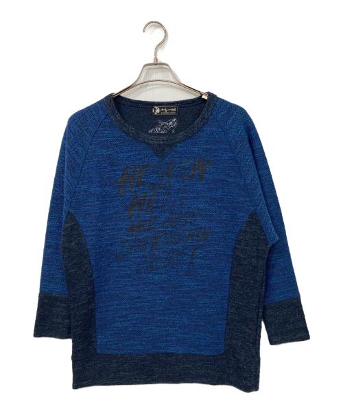 Andy Warhol by HYSTERIC GLAMOUR（アンディーウォーホルバイヒステリックグラマー）Andy Warhol by HYSTERIC GLAMOUR (アンディーウォーホルバイヒステリックグラマー) 切替ニット ブルー×ネイビー サイズ:FREEの古着・服飾アイテム