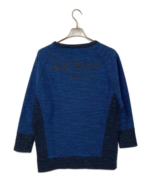 Andy Warhol by HYSTERIC GLAMOUR（アンディーウォーホルバイヒステリックグラマー）Andy Warhol by HYSTERIC GLAMOUR (アンディーウォーホルバイヒステリックグラマー) 切替ニット ブルー×ネイビー サイズ:FREEの古着・服飾アイテム
