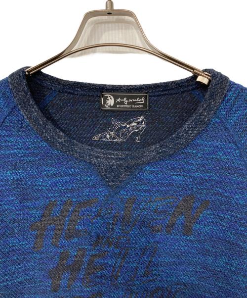 Andy Warhol by HYSTERIC GLAMOUR（アンディーウォーホルバイヒステリックグラマー）Andy Warhol by HYSTERIC GLAMOUR (アンディーウォーホルバイヒステリックグラマー) 切替ニット ブルー×ネイビー サイズ:FREEの古着・服飾アイテム