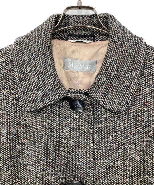 MaxMara（マックスマーラ）MaxMara (マックスマーラ) ベルト付ツイードコート グレー サイズ:42の古着・服飾アイテム