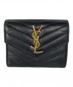 Saint Laurent Parisサンローランパリ）の古着「Vステッチ3つ折り財布」｜ブラック