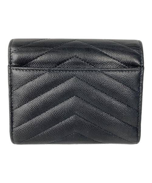 Saint Laurent Paris（サンローランパリ）Saint Laurent Paris (サンローランパリ) Vステッチ3つ折り財布 ブラックの古着・服飾アイテム