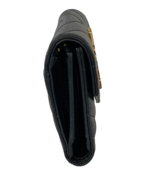 Saint Laurent Paris（サンローランパリ）Saint Laurent Paris (サンローランパリ) Vステッチ3つ折り財布 ブラックの古着・服飾アイテム