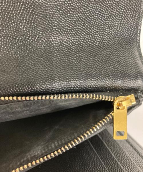 Saint Laurent Paris（サンローランパリ）Saint Laurent Paris (サンローランパリ) Vステッチ3つ折り財布 ブラックの古着・服飾アイテム