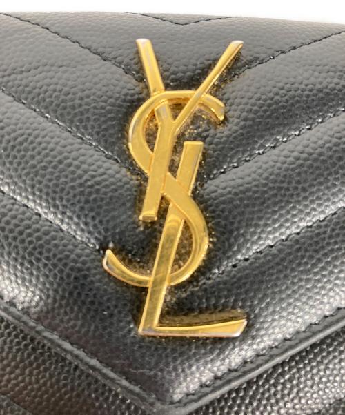 Saint Laurent Paris（サンローランパリ）Saint Laurent Paris (サンローランパリ) Vステッチ3つ折り財布 ブラックの古着・服飾アイテム