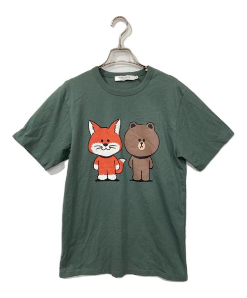 maison kitsune（メゾンキツネ）MAISON KITSUNE (メゾンキツネ) LINE (ライン) Tシャツ グリーン サイズ:XSの古着・服飾アイテム