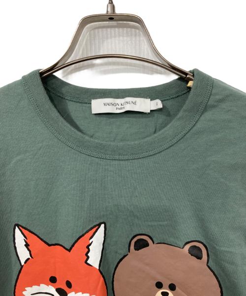 maison kitsune（メゾンキツネ）MAISON KITSUNE (メゾンキツネ) LINE (ライン) Tシャツ グリーン サイズ:XSの古着・服飾アイテム