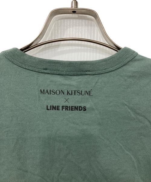 maison kitsune（メゾンキツネ）MAISON KITSUNE (メゾンキツネ) LINE (ライン) Tシャツ グリーン サイズ:XSの古着・服飾アイテム