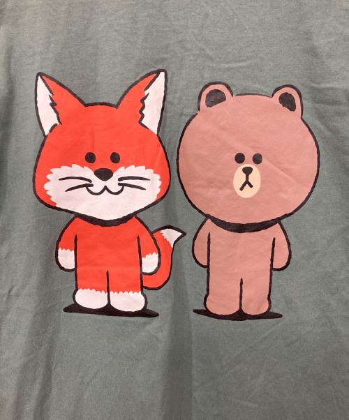 maison kitsune（メゾンキツネ）MAISON KITSUNE (メゾンキツネ) LINE (ライン) Tシャツ グリーン サイズ:XSの古着・服飾アイテム