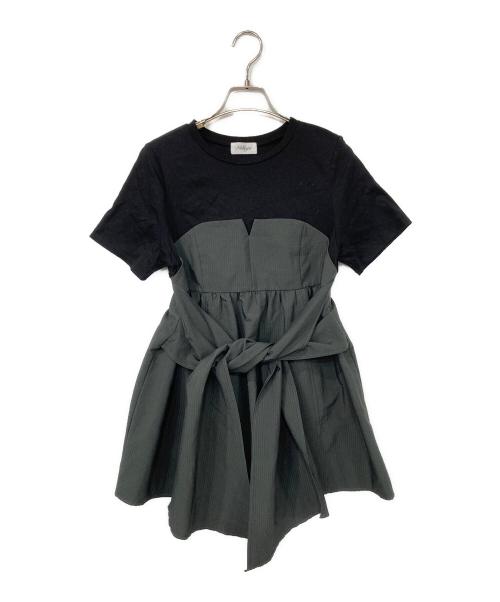 NOLLEY'S（ノーリーズ）NOLLEY'S (ノーリーズ) ビスチェ風コンビTシャツ カーキ×ブラック サイズ:38の古着・服飾アイテム