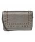 JIMMY CHOO（ジミーチュウ）の古着「スタースタッズ付メタリックソフトグレイニーカーフレザー・ミニバッグ」｜シルバー