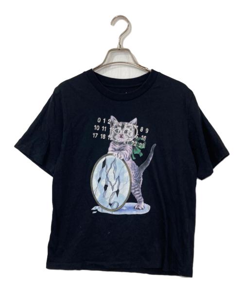 MM6 Maison Margiela（エムエムシックスメゾンマルジェラ）MM6 Maison Margiela (エムエムシックスメゾンマルジェラ) キャット＆グリッター プリントTシャツ ブラック サイズ:Ｓの古着・服飾アイテム
