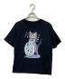 MM6 Maison Margiela（エムエムシックスメゾンマルジェラ）の古着「キャット＆グリッター プリントTシャツ」｜ブラック