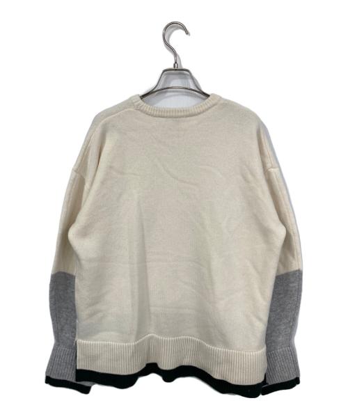 nagonstans（ナゴンスタンス）nagonstans (ナゴンスタンス) cuffs layered knit pullover ホワイト×グレー サイズ:MEDIUMの古着・服飾アイテム