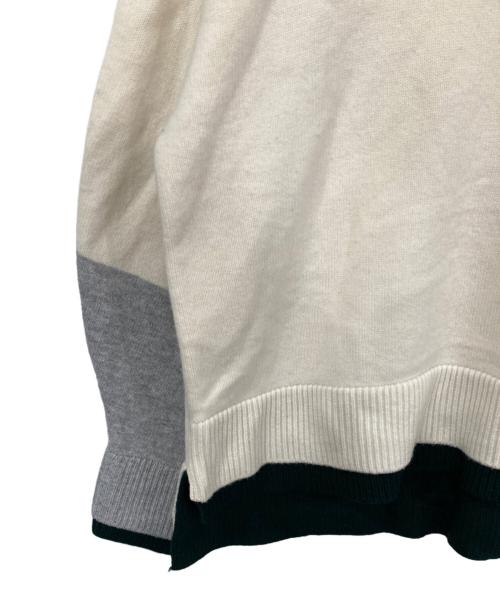nagonstans（ナゴンスタンス）nagonstans (ナゴンスタンス) cuffs layered knit pullover ホワイト×グレー サイズ:MEDIUMの古着・服飾アイテム