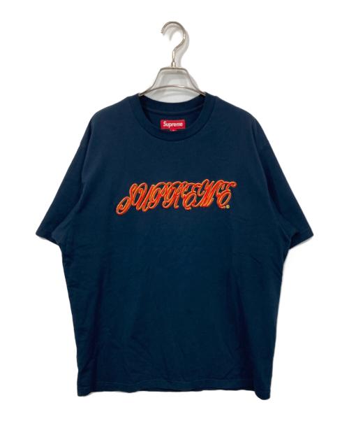 SUPREME（シュプリーム）SUPREME (シュプリーム) Raised Script S/S Top/レイズドスクリプト ショートスリーブトップ ネイビー サイズ:Mの古着・服飾アイテム