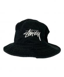 stussy（ステューシー）の古着「ロゴ刺繍バケットハット」｜ブラック