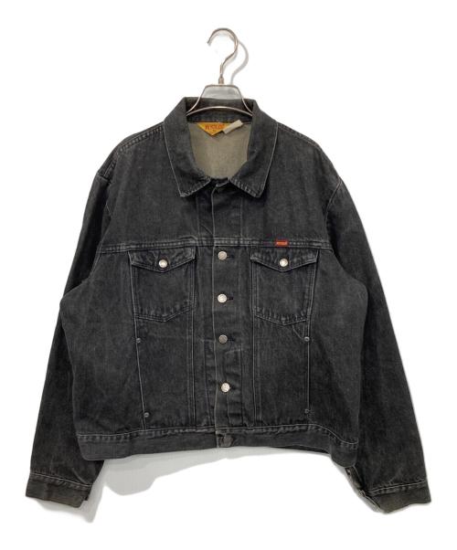 RUSTLER（ラスラー）RUSTLER (ラスラー) バックプリント先染めデニムジャケット ブラック サイズ:XLの古着・服飾アイテム
