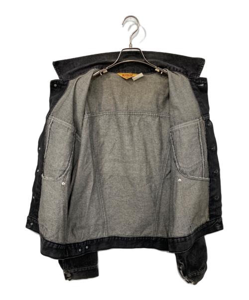 RUSTLER（ラスラー）RUSTLER (ラスラー) バックプリント先染めデニムジャケット ブラック サイズ:XLの古着・服飾アイテム