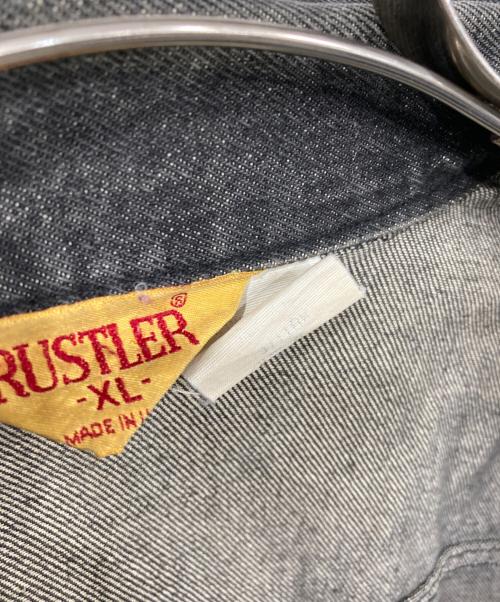 RUSTLER（ラスラー）RUSTLER (ラスラー) バックプリント先染めデニムジャケット ブラック サイズ:XLの古着・服飾アイテム