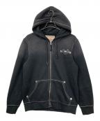 TRUE RELIGIONトゥルー レリジョン）の古着「BIG T CRYSTAL ZIPUP HOODI」｜ブラック