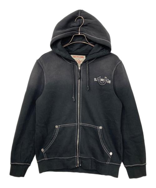 TRUE RELIGION（トゥルー レリジョン）TRUE RELIGION (トゥルー レリジョン) BIG T CRYSTAL ZIPUP HOODI ブラック サイズ:Ｍの古着・服飾アイテム