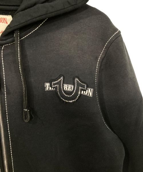 TRUE RELIGION（トゥルー レリジョン）TRUE RELIGION (トゥルー レリジョン) BIG T CRYSTAL ZIPUP HOODI ブラック サイズ:Ｍの古着・服飾アイテム