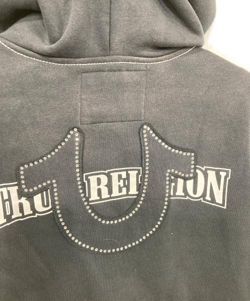 TRUE RELIGION（トゥルー レリジョン）TRUE RELIGION (トゥルー レリジョン) BIG T CRYSTAL ZIPUP HOODI ブラック サイズ:Ｍの古着・服飾アイテム
