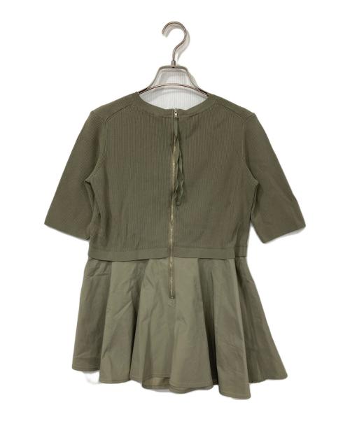 Adam et Rope（アダム エ ロペ）Adam et Rope (アダム エ ロペ) ペプラムコンビハーフスリーブニット グリーン サイズ:Fの古着・服飾アイテム