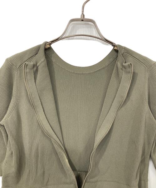 Adam et Rope（アダム エ ロペ）Adam et Rope (アダム エ ロペ) ペプラムコンビハーフスリーブニット グリーン サイズ:Fの古着・服飾アイテム