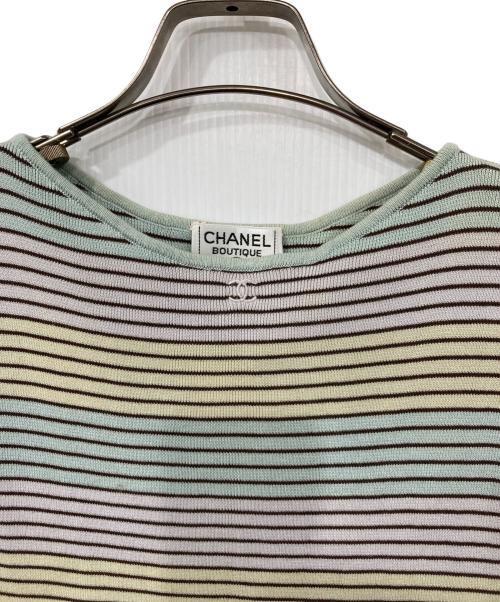CHANEL BOUTIQUE（シャネル ブティック）CHANEL BOUTIQUE (シャネル ブティック) ココマーク刺繍ボーダーノースリーブカットソー ブルー サイズ:44の古着・服飾アイテム