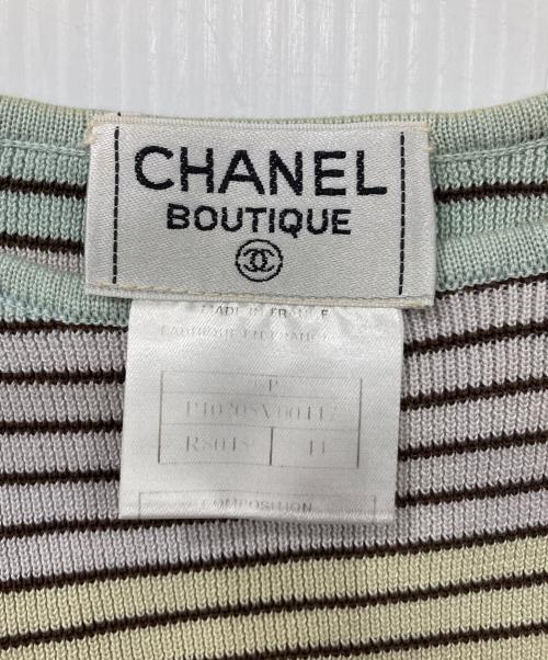 CHANEL BOUTIQUE（シャネル ブティック）CHANEL BOUTIQUE (シャネル ブティック) ココマーク刺繍ボーダーノースリーブカットソー ブルー サイズ:44の古着・服飾アイテム