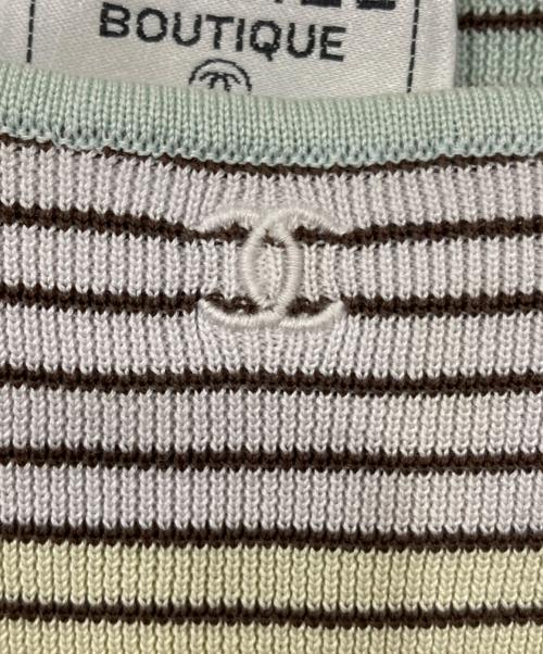 CHANEL BOUTIQUE（シャネル ブティック）CHANEL BOUTIQUE (シャネル ブティック) ココマーク刺繍ボーダーノースリーブカットソー ブルー サイズ:44の古着・服飾アイテム