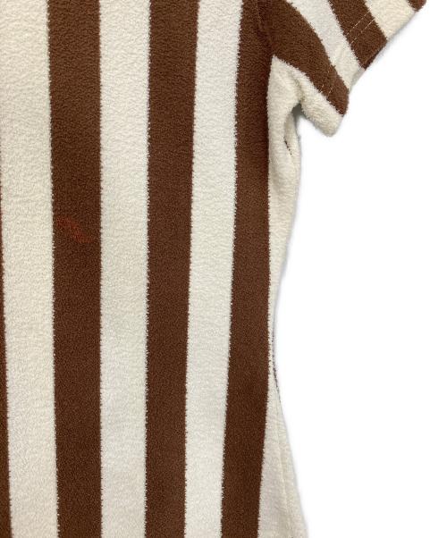 FENDI（フェンディ）FENDI (フェンディ) パイル地ストライプTシャツ ブラウン サイズ:44の古着・服飾アイテム