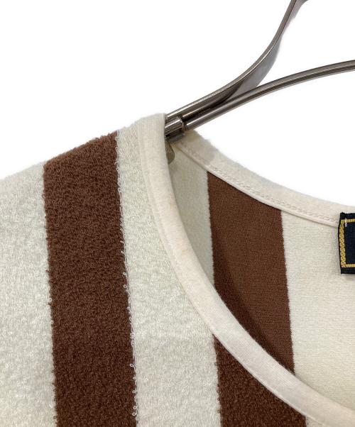 FENDI（フェンディ）FENDI (フェンディ) パイル地ストライプTシャツ ブラウン サイズ:44の古着・服飾アイテム