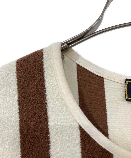 FENDI（フェンディ）FENDI (フェンディ) パイル地ストライプTシャツ ブラウン サイズ:44の古着・服飾アイテム