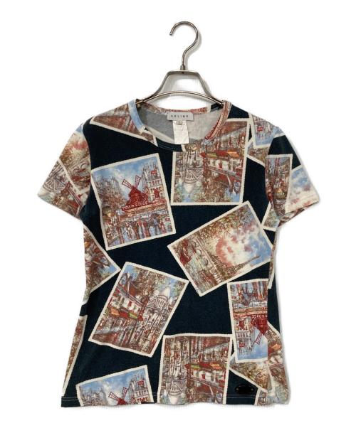 CELINE（セリーヌ）CELINE (セリーヌ) トリオンフパッチ総柄Tシャツ ブラック サイズ:Lの古着・服飾アイテム