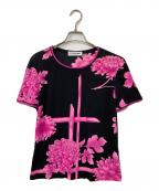 LEONARD PARISレオナール パリ）の古着「フラワー柄Tシャツ」｜ブラック×ピンク