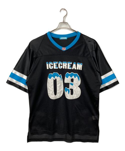 ICE CREAM（アイスクリーム）Ice Cream (アイスクリーム) ホッケーシャツ ブラック×ブルー サイズ:XLの古着・服飾アイテム