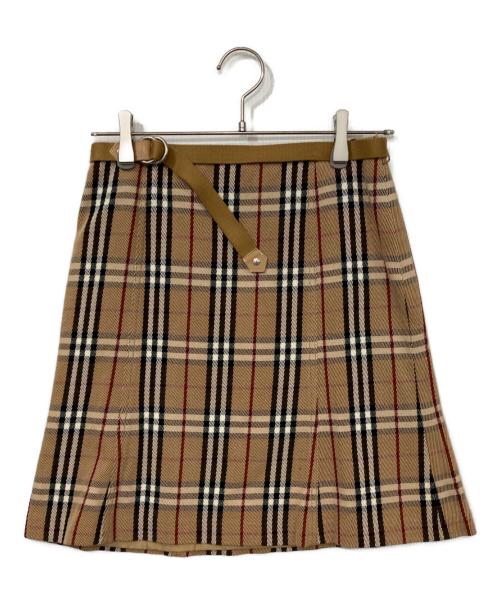 BURBERRY BLUE LABEL（バーバリー ブルー レーベル）BURBERRY BLUE LABEL (バーバリー ブルー レーベル) ノバチェックミニフレアスカート ベージュ サイズ:36の古着・服飾アイテム