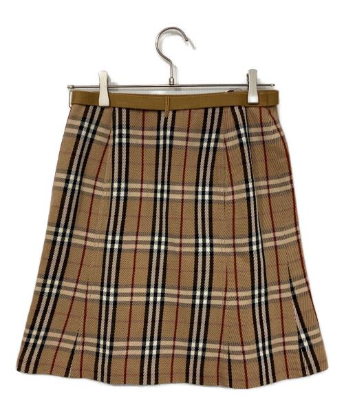 BURBERRY BLUE LABEL（バーバリー ブルー レーベル）BURBERRY BLUE LABEL (バーバリー ブルー レーベル) ノバチェックミニフレアスカート ベージュ サイズ:36の古着・服飾アイテム