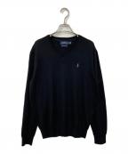 POLO RALPH LAURENポロ・ラルフローレン）の古着「メリノウーノVネックニット」｜ブラック