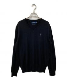POLO RALPH LAUREN（ポロ・ラルフローレン）の古着「メリノウーノVネックニット」｜ブラック