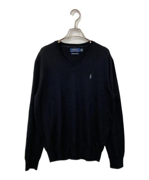 POLO RALPH LAUREN（ポロ・ラルフローレン）POLO RALPH LAUREN (ポロ・ラルフローレン) メリノウーノVネックニット ブラック サイズ:Mの古着・服飾アイテム