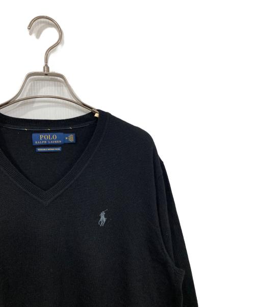 POLO RALPH LAUREN（ポロ・ラルフローレン）POLO RALPH LAUREN (ポロ・ラルフローレン) メリノウーノVネックニット ブラック サイズ:Mの古着・服飾アイテム